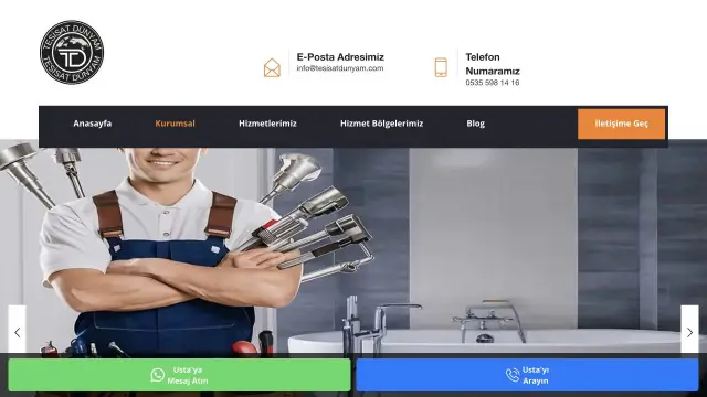 tesisatcimahmutustam.com ana sayfa açılış ekranı
