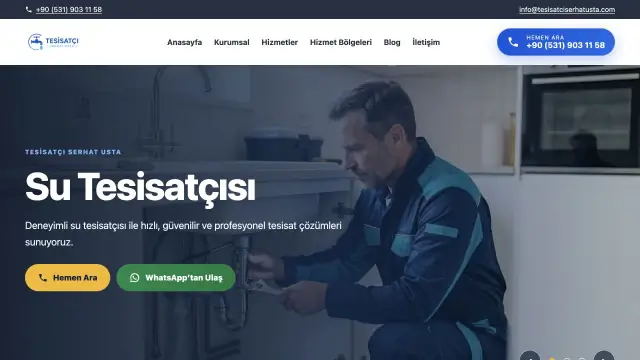 tesisatciserhatusta.com ana sayfa açılış ekranı