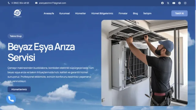 yetkilibeyazesyaservisi.com ana sayfa açılış ekranı